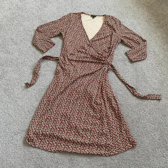 - Talbots Faux Wrap Dress in Beautiful Fall Colors Size SP - P - Picture 4 of 8